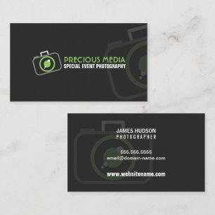 Carte De Visite Photographie Moderne Vert Blanc Gris