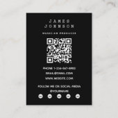 Carte De Visite Photographie musicienne simple et moderne (Dos)