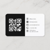 Carte De Visite Photographie noir blanc avec code QR Médias sociau (Dos)
