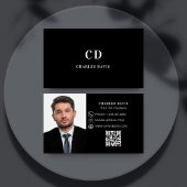 Carte De Visite Photographie noir blanc monogramme Qr code