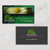 Carte De Visite Photographie noire verte avec Modèle photo (Devant / Derrière)