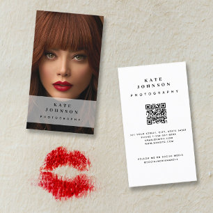 Carte De Visite Photographie Photo Médias sociaux modernes QR Code
