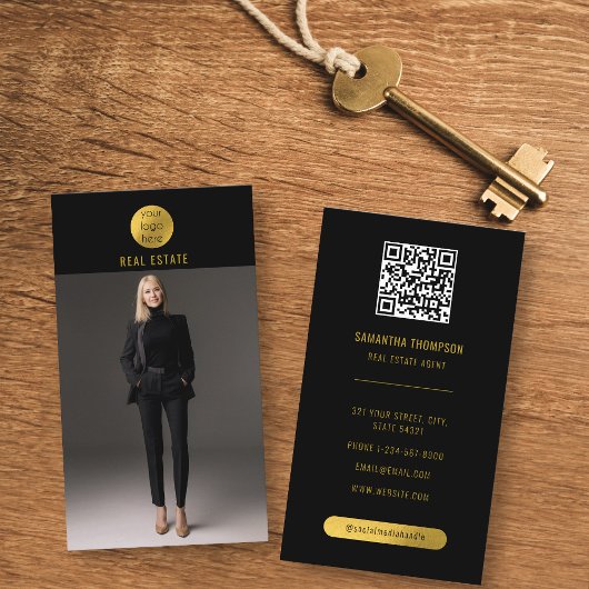 Carte De Visite Photographie professionnelle Black & Gold Agent im