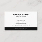 Carte De Visite Photographie professionnelle blanche et noire (Dos)