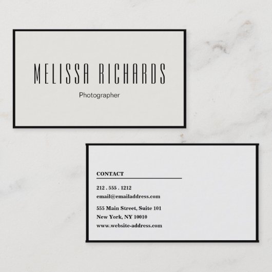Carte De Visite Photographie professionnelle créative (Devant / Derrière)