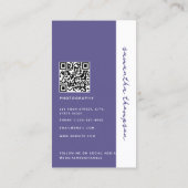 Carte De Visite Photographie professionnelle Purple Bold Script (Dos)