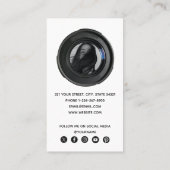 Carte De Visite Photographie professionnelle QR Code Social Media  (Dos)