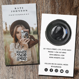 Carte De Visite Photographie professionnelle QR Code Social Media 