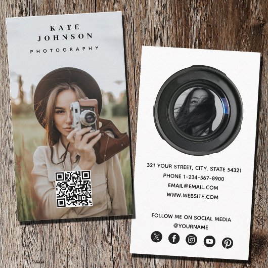 Carte De Visite Photographie professionnelle QR Code Social Media 