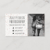 Carte De Visite Photographie rose de confettis d'or de faux (Devant)