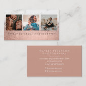 Carte De Visite photographie rose or sombre marbre typographie (Devant / Derrière)