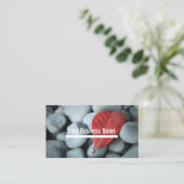 Carte De Visite Photographie rouge moderne de feuille et de (Debout devant)