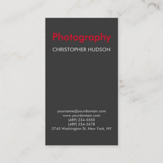 Carte De Visite Photographie rouge vertical (Devant)