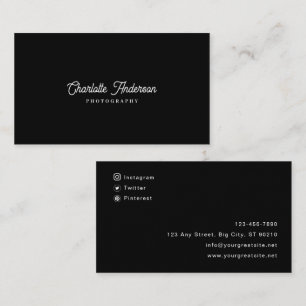 Carte De Visite Photographie simple en noir et blanc personnalisée