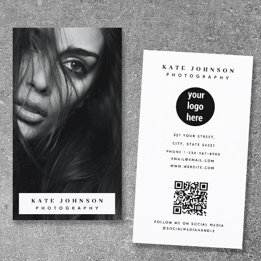 Carte De Visite Photographie verticale complète Logo d'entreprise