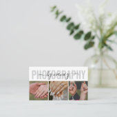 Carte De Visite Photography Elegant Script Photo QR Code Logo (Debout devant)