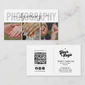 Carte De Visite Photography Elegant Script Photo QR Code Logo (Devant / Derrière)