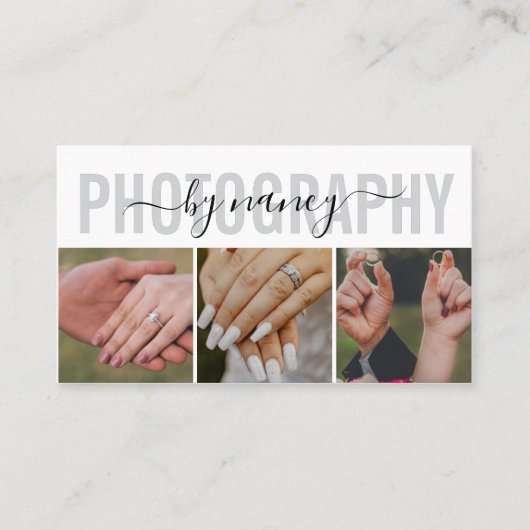 Carte De Visite Photography Elegant Script Photo QR Code Logo (Devant)
