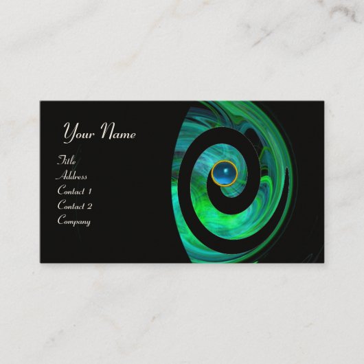 Carte De Visite PHOTON SWIRL GEM MONOGRAM noir vert bleu (Devant)