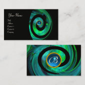Carte De Visite PHOTON SWIRL GEM MONOGRAM noir vert bleu (Devant / Derrière)