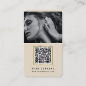 Carte De Visite photos code qr scannable code barre moderne beige (Devant)