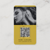 Carte De Visite photos code qr scannable code-barres moderne jaune (Devant)