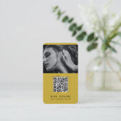 Carte De Visite photos code qr scannable code-barres moderne jaune (Debout devant)