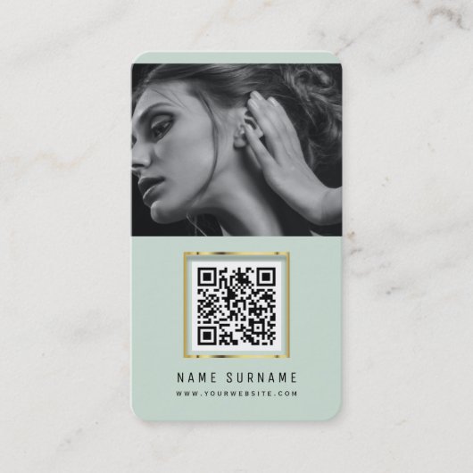 Carte De Visite photos code qr scannable code-barres moderne menth (Devant)