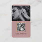 Carte De Visite photos code qr scannable code-barres moderne rose (Devant)