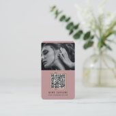 Carte De Visite photos code qr scannable code-barres moderne rose (Debout devant)