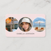 Carte De Visite Photos de profil contemporaines QR Code rose blanc (Devant)