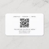 Carte De Visite Photos de profil contemporaines QR Code rose blanc (Dos)