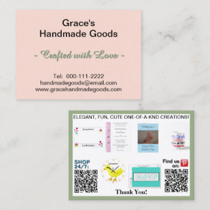 Carte De Visite Photos d'entreprise rose et de taille QR Codes 3,5