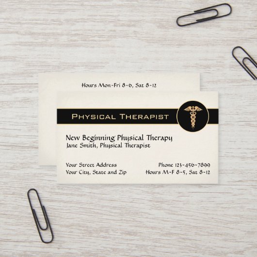 Carte De Visite Physical Therapist Therapy Business Cards (Devant/Arrière en situation)