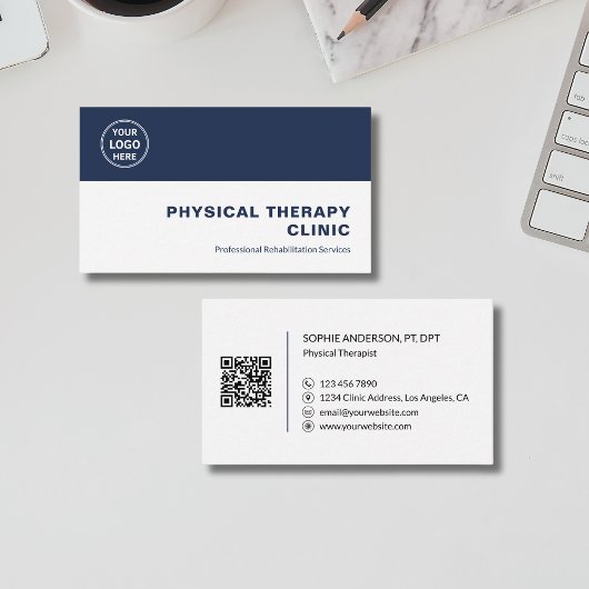 Carte De Visite Physical Therapy Clinic Custom Logo QR Code