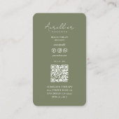 Carte De Visite Physiothérapeute de massage Sage foncé Physiothéra (Dos)