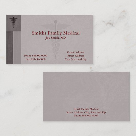 Carte de visite physique (Devant / Derrière)