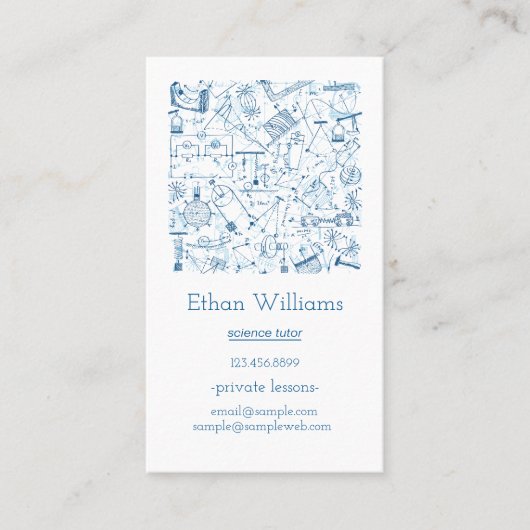 Carte De Visite Physique Science Doodle Elements Tutor Enseignant (Devant)