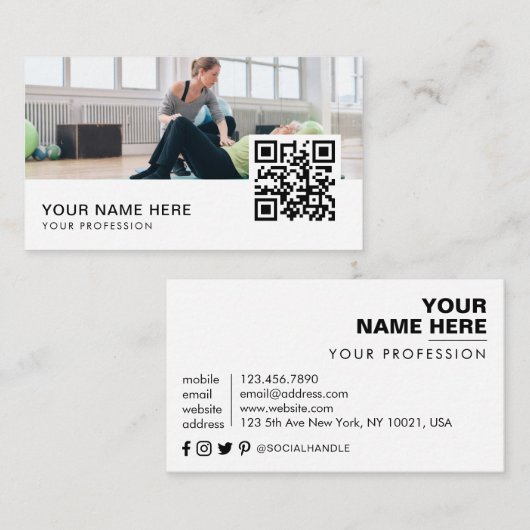 Carte De Visite Physothérapie Code QR (Devant / Derrière)