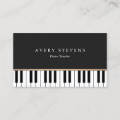 Carte De Visite Pianiste Clés de piano noir élégantes et simples (Devant)