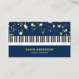 Carte De Visite Pianiste de piano à clavier Gold Confetti