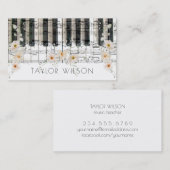 Carte De Visite pianiste des fleurs délicates professeur de musiqu (Devant / Derrière)