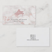 Carte De Visite pianiste élégant marbre rose (Devant / Derrière)