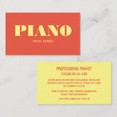 Carte De Visite Pianiste élégant, Musicien professionnel (Devant / Derrière)