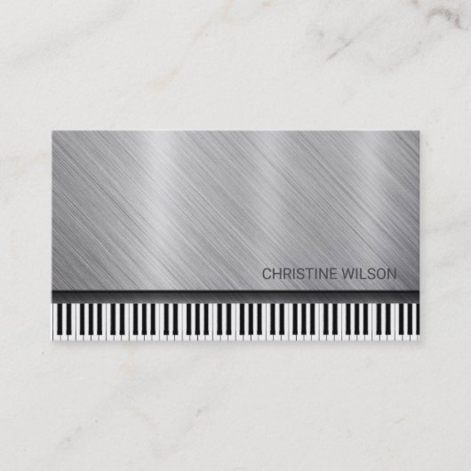 Carte De Visite pianiste gris argenté (Devant)