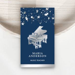 Carte De Visite Pianiste musicien grand piano Confetti Foil Argent