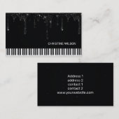 Carte De Visite pianiste parties scintillant à goutte noire (Devant / Derrière)