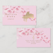 carte de visite pianiste pétales roses (Devant / Derrière)