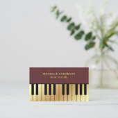 Carte De Visite Pianiste Piano-Clavier de Faux Leather Gold (Debout devant)