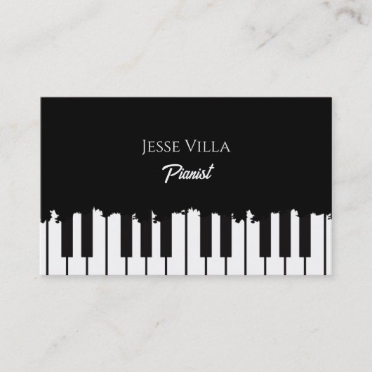 Carte De Visite Pianiste Piano Clavier Noir Et Blanc (Devant)